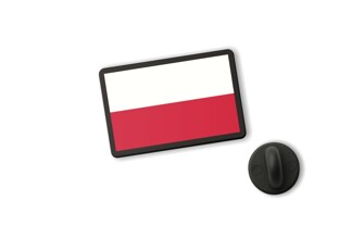 Duża przypinka z flagą Polski to prosty i wyrazisty znaczek do odzieży, plecaka lub torby