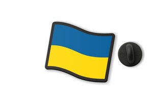 Przypinka Flaga Ukrainy Pofalowana Duża to wyrazisty pins w barwach niebieskiej i żółtej, nawiązujący do oficjalnej flagi państwowej Ukrainy