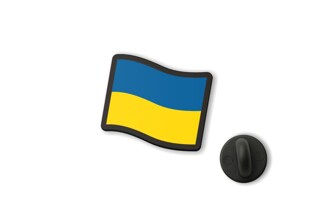 Przypinka z flagą narodową Ukrainy wykonana jest z trwałego, czarnego tworzywa, które dobrze znosi codzienne użytkowanie