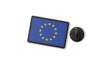 Przypinka Pins Flaga Europejska to wyraźny znaczek do odzieży wykonany z czarnego tworzywa, zaprojektowany z myślą o dobrej widoczności i wygodnym użytkowaniu